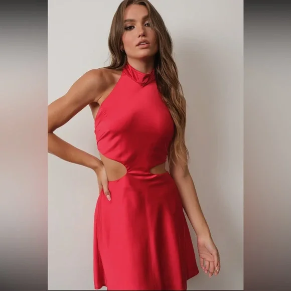 PRETTY GARBAGE Satin Cutout Dress - Picture 3 of 6